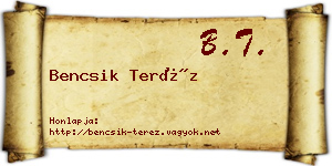 Bencsik Teréz névjegykártya